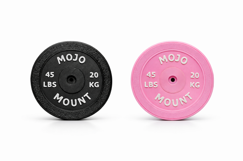 Black and pink magnetic phone mounts with 'Mojo Mount' branding on a white background